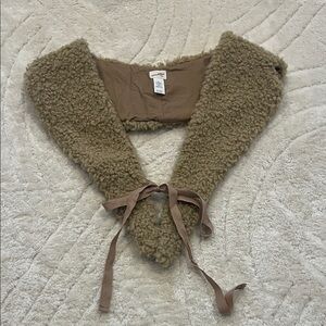 NWOT Tan Sherpa Collar with Tie Detail